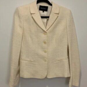 Lafayette 148 Women's Cream Tweed Suit Jacket size 6 button back detail